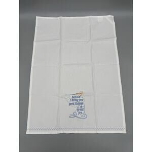 Dunroven Embroidered Behold I Bring You Good Tidings Of Great Joy Tea Towel